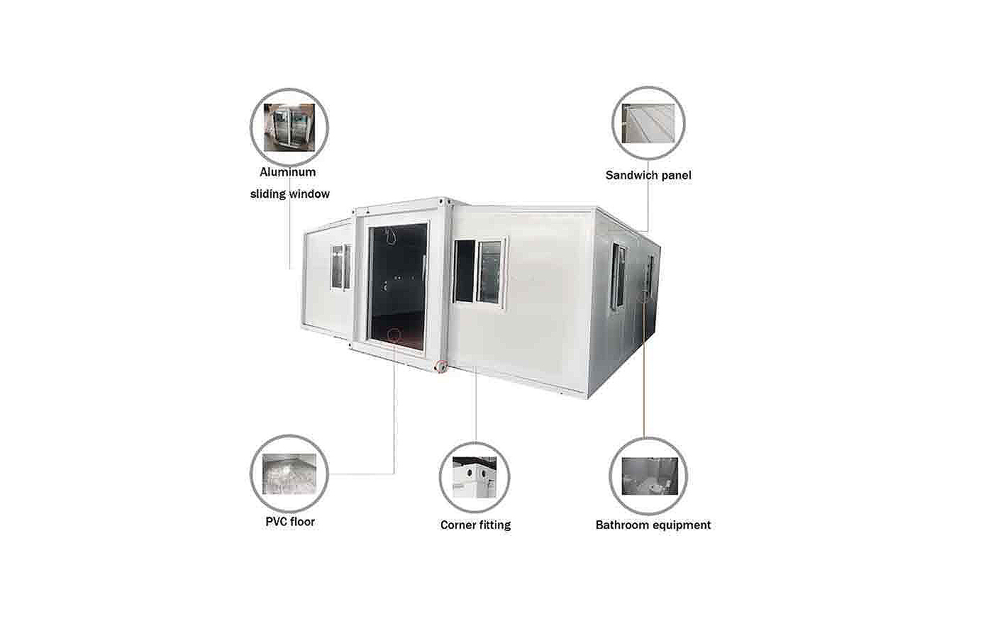 40 stôp vysoko luxusný prispôsobený 30 stôp roztiahnuteľný kontajner s kovovým vonkajším klinovým plechom 40 stôp vysoko luxusný prispôsobený 30 stôp roztiahnuteľný kontajner s kovovým vonkajším klinovým plechom
